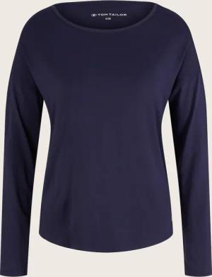 TOM TAILOR Damen Pyjama-Langarmshirt, blau, Uni, Gr. 42