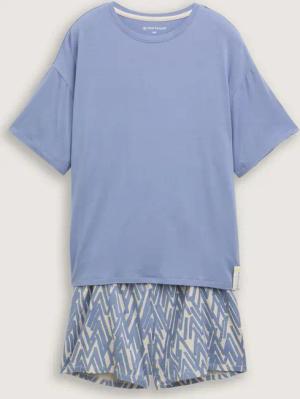 TOM TAILOR Damen Pyjama-Set mit Allover-Print, blau, Print, Gr. XL/42
