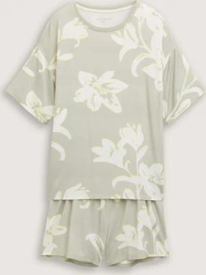 TOM TAILOR Damen Pyjama-Set mit Allover-Print, grün, Geblümt, Gr. XXL/44