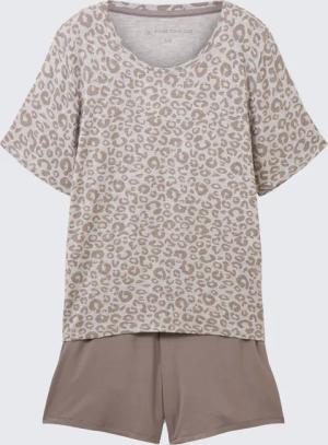 TOM TAILOR Damen Pyjama-Set mit Leo-Print, grau, Animalprint, Gr. 3XL/46