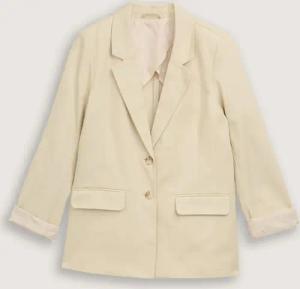 TOM TAILOR Damen Regular Fit Blazer aus Twill, beige, Uni, Gr. 40