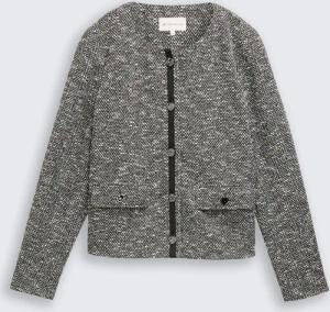 TOM TAILOR Damen Regular Fit Bouclé Jacke, schwarz, Meliert, Gr. XXL