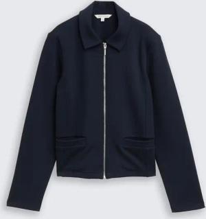 TOM TAILOR Damen Regular Fit Jacke mit Reißverschluss, blau, Uni, Gr. S