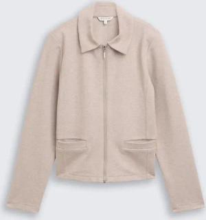 TOM TAILOR Damen Regular Fit Jacke mit Reißverschluss, braun, Meliert, Gr. XS