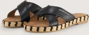 TOM TAILOR Damen Sandalen mit Bastsohle, schwarz, Uni, Gr. 38