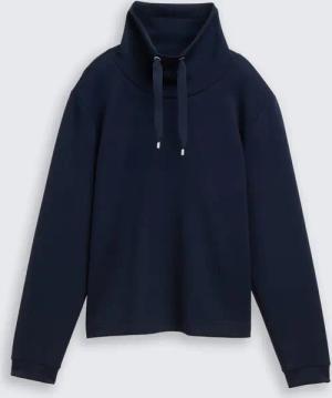 TOM TAILOR Damen Scuba Sweatshirt mit Stehkragen, blau, Uni, Gr. S