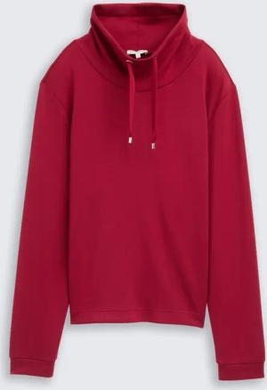 TOM TAILOR Damen Scuba Sweatshirt mit Stehkragen, rot, Uni, Gr. XS