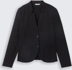 TOM TAILOR Damen Slim Fit Blazer mit Ottoman Struktur, schwarz, Uni, Gr. L