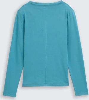 TOM TAILOR Damen Slim Fit Langarmshirt, blau, Uni, Gr. S