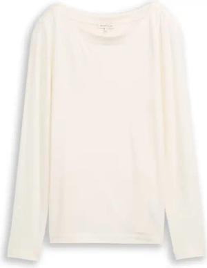 TOM TAILOR Damen Slim Fit Langarmshirt mit U-Boot-Ausschnitt, weiß, Uni, Gr. XXL