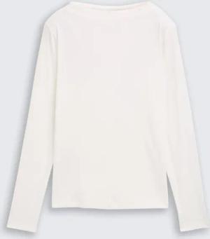 TOM TAILOR Damen Slim Fit Langarmshirt, weiß, Uni, Gr. XXL