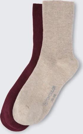 TOM TAILOR Damen Socken im 2er-Pack, beige, Uni, Gr. 35-38