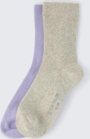 TOM TAILOR Damen Socken im 2er-Pack, grau, Uni, Gr. 35-38