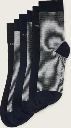 TOM TAILOR Damen Socken im 6er-Pack, blau, Gestreift, Gr. 35-38