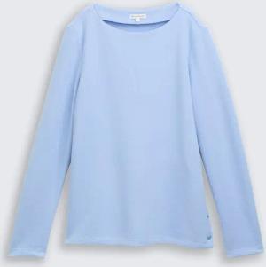 TOM TAILOR Damen Soft-Touch Sweatshirt mit Knopf-Details, blau, Meliert, Gr. M