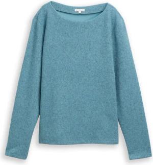 TOM TAILOR Damen Soft-Touch Sweatshirt mit Knopf-Details, blau, Meliert, Gr. XS