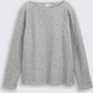 TOM TAILOR Damen Soft-Touch Sweatshirt mit Knopf-Details, grau, Meliert, Gr. M