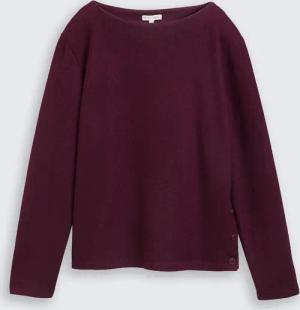 TOM TAILOR Damen Soft-Touch Sweatshirt mit Knopf-Details, rot, Meliert, Gr. L