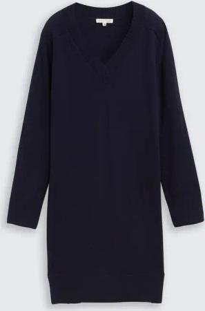 TOM TAILOR Damen Strickkleid mit Kaschmir-Anteil, blau, Meliert, Gr. 34