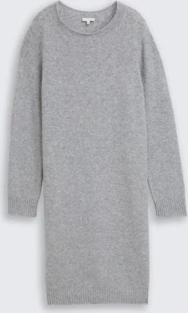 TOM TAILOR Damen Strickkleid mit U-Boot-Ausschnitt, grau, Meliert, Gr. 44