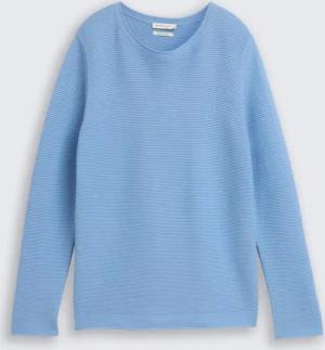 TOM TAILOR Damen Strickpullover aus Baumwolle, blau, Uni, Gr. XS