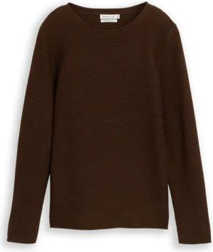 TOM TAILOR Damen Strickpullover aus Baumwolle, braun, Uni, Gr. M