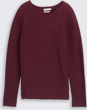 TOM TAILOR Damen Strickpullover aus Baumwolle, rot, Uni, Gr. XL