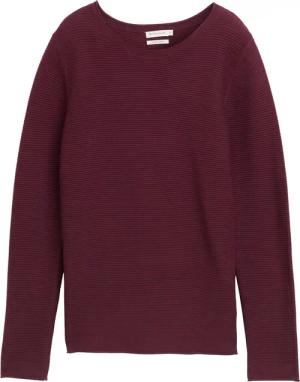 TOM TAILOR Damen Strickpullover aus Baumwolle, rot, Uni, Gr. XL