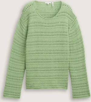 TOM TAILOR Damen Strickpullover aus Bio-Baumwolle, grün, Uni, Gr. L