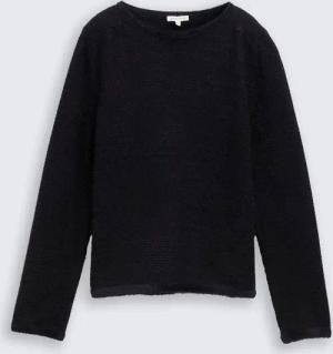 TOM TAILOR Damen Strickpullover aus Federgarn, schwarz, Uni, Gr. XXXL