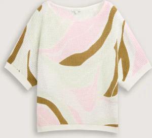 TOM TAILOR Damen Strickpullover mit Muster, weiß, Gemustert, Gr. S