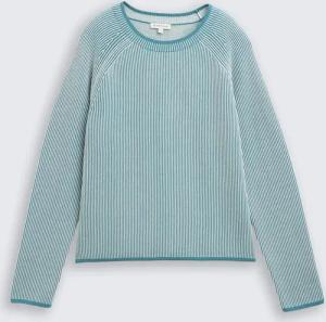TOM TAILOR Damen Strickpullover mit Rundhalsausschnitt, blau, Meliert, Gr. XS