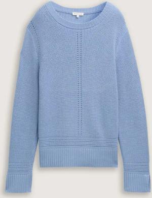TOM TAILOR Damen Strickpullover mit Schlitz-Details, blau, Uni, Gr. XXL