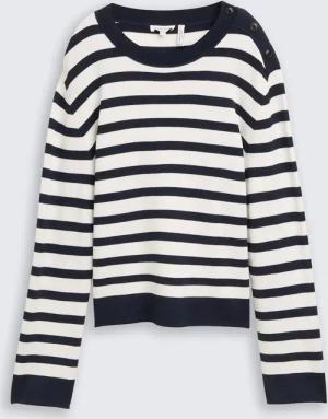 TOM TAILOR Damen Strickpullover mit Streifenmuster, blau, Gestreift, Gr. S