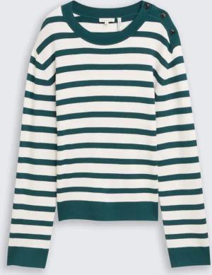 TOM TAILOR Damen Strickpullover mit Streifenmuster, grün, Gestreift, Gr. XXXL