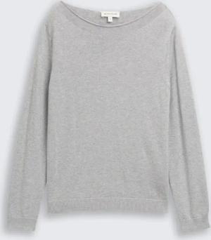 TOM TAILOR Damen Strickpullover mit U-Boot-Ausschnitt, grau, Meliert, Gr. M