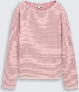 TOM TAILOR Damen Strickpullover mit U-Boot-Ausschnitt, rosa, Gestreift, Gr. XXL