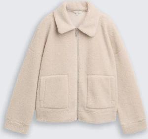 TOM TAILOR Damen Sweatjacke aus Teddyfleece, beige, Meliert, Gr. XS