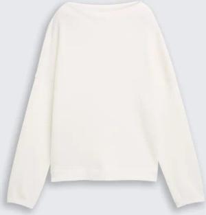 TOM TAILOR Damen Sweatshirt mit Stehkragen, weiß, Uni, Gr. S