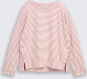 TOM TAILOR Damen Sweatshirt mit Streifenmuster, rosa, Gestreift, Gr. XXL