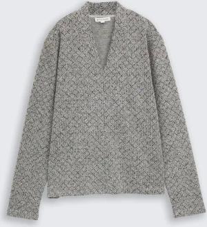 TOM TAILOR Damen Sweatshirt mit V-Ausschnitt, beige, Meliert, Gr. XS