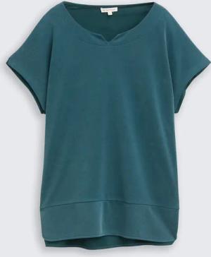 TOM TAILOR Damen T-Shirt aus Materialmix, grün, Uni, Gr. XS