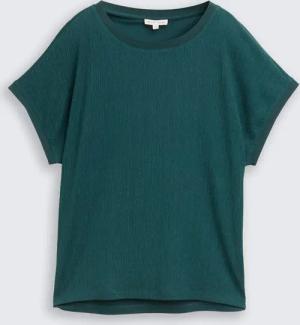 TOM TAILOR Damen T-Shirt im Material-Mix, grün, Uni, Gr. L