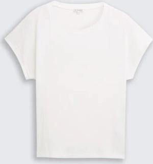 TOM TAILOR Damen T-Shirt im Material-Mix, weiß, Uni, Gr. L