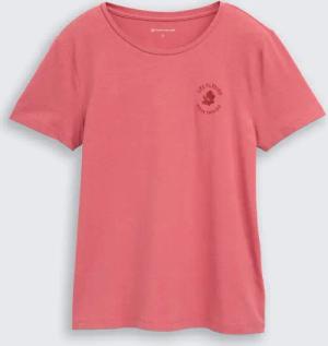 TOM TAILOR Damen T-Shirt mit Blumen-Stickerei, rot, Uni, Gr. XS