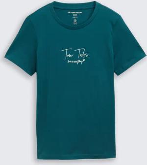 TOM TAILOR Damen T-Shirt mit Logo-Print, grün, Uni, Gr. XXL