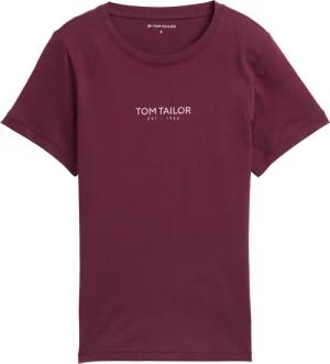 TOM TAILOR Damen T-Shirt mit Logo-Print, rot, Uni, Gr. S
