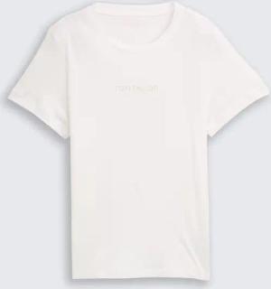 TOM TAILOR Damen T-Shirt mit Logo-Print, weiß, Uni, Gr. XXXL