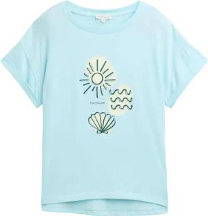TOM TAILOR Damen T-Shirt mit Print, blau, Uni, Gr. XL