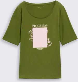 TOM TAILOR Damen T-Shirt mit Print, grün, Uni, Gr. XXXL